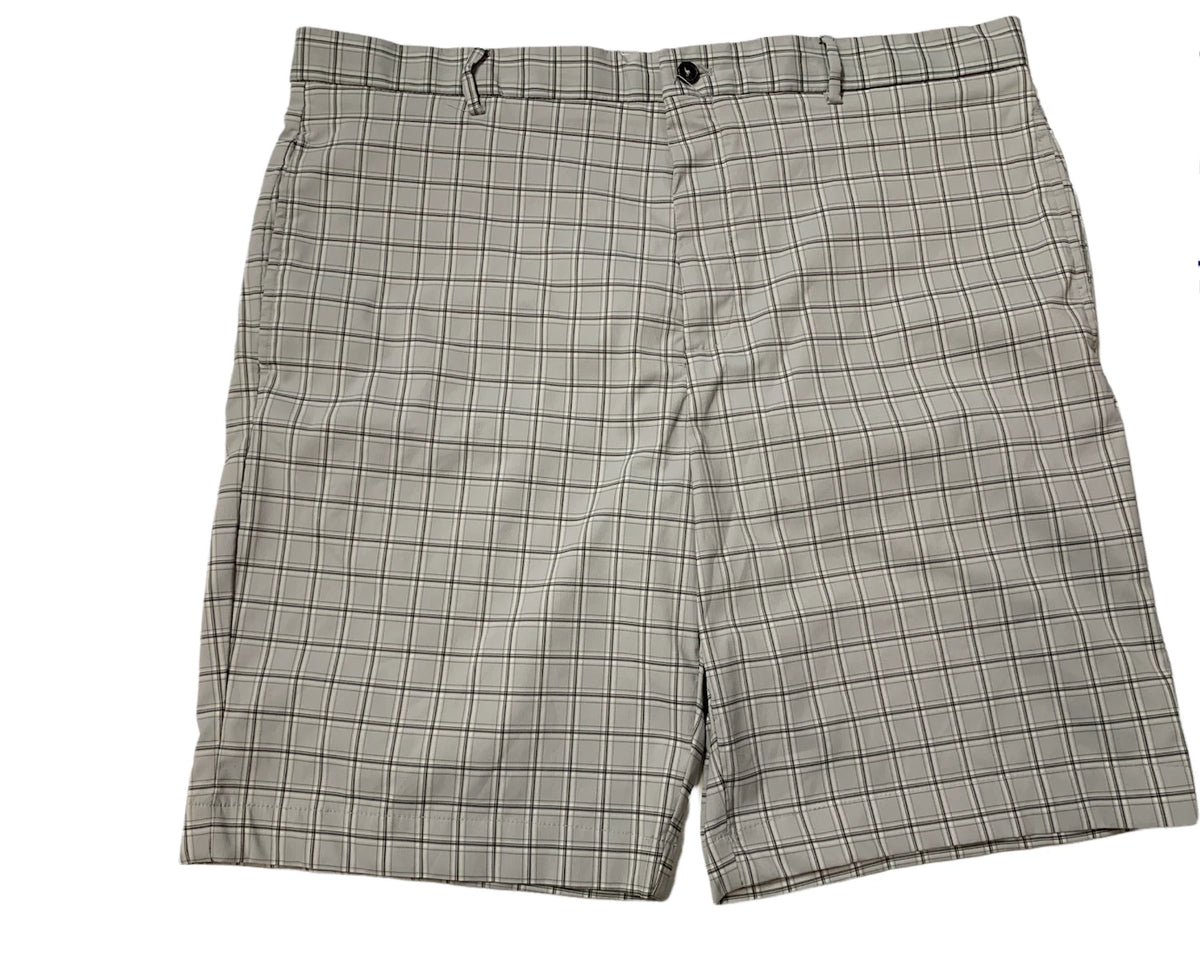 Greg Norman Men's Signature Series Golf Shorts, Gray Plaid, Size 38