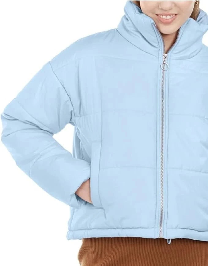 Celebrity Pink Womens Crop Winter Puffer Coat Blue XL