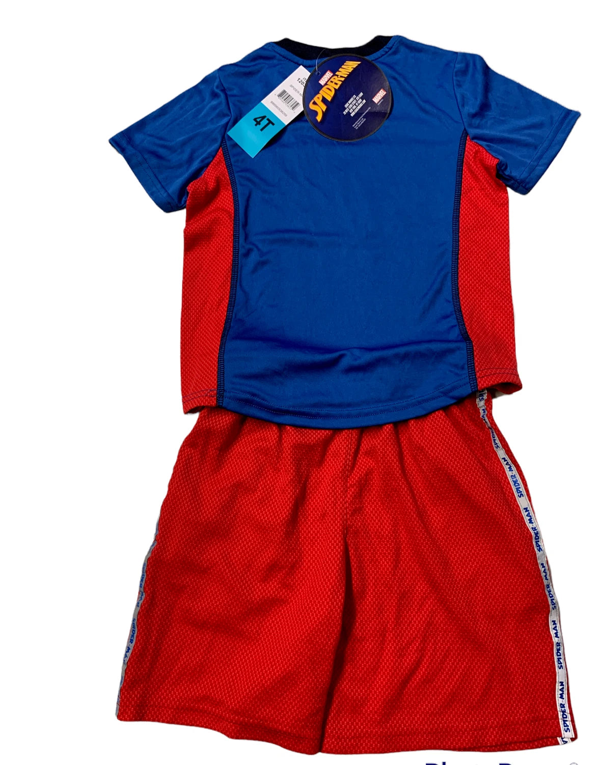 Marvel Spiderman Boys Short Sleeve Shirt &amp; Shorts 2Piece Set, Navy/Red, 4T