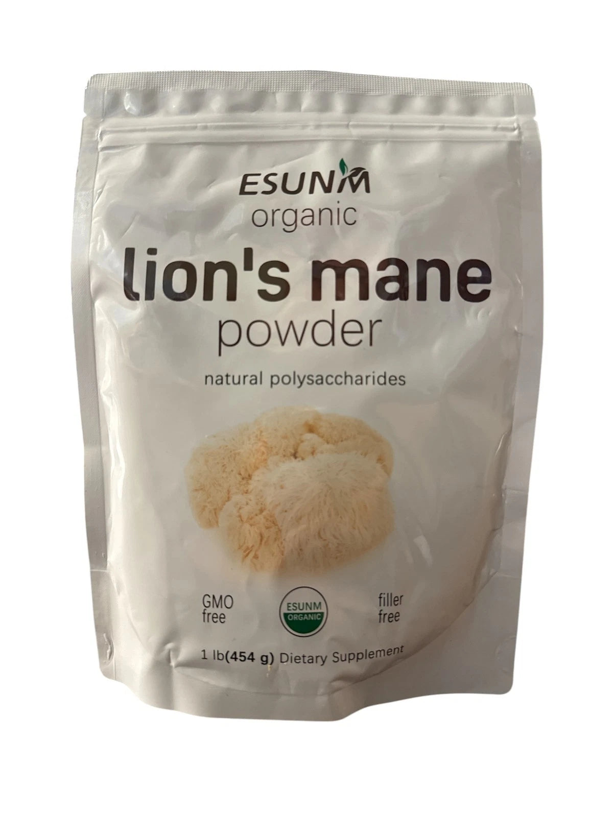 ESUNM Organic Lion’s Mane Mushroom Powder 1lb (454g) – GMO-Free, Filler-Free