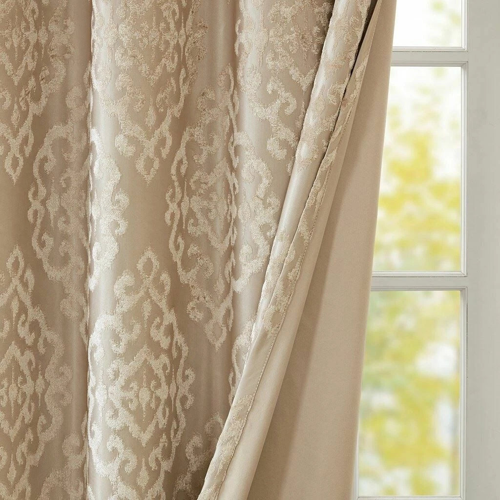 SUN SMART Mirage Total Blackout Single Window Curtain, Champagne, 50"W X 108"L