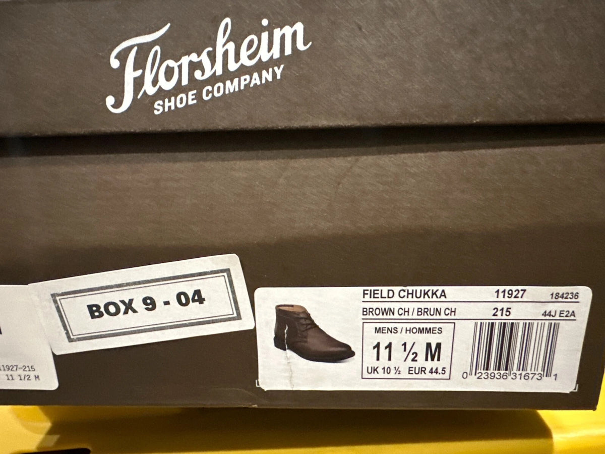 Florsheim Field Plain Toe Chukka Boot - Size 11.5M - Brown