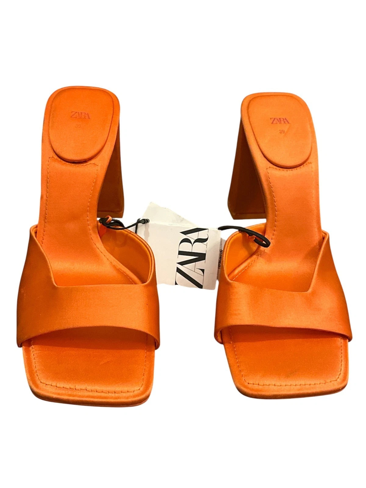 Zara Women Square Toe Heels, Orange Tan, 39-8