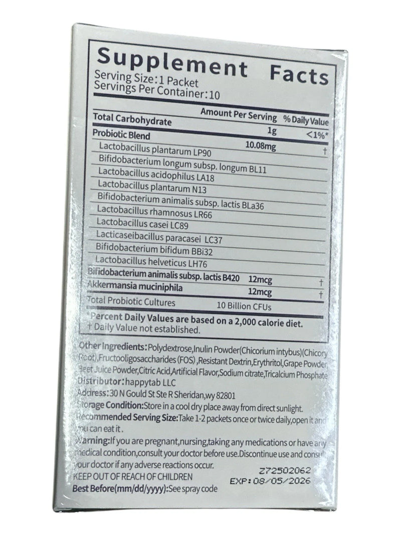 2 X HappyTab Akkermansia &amp; B420 Ready Eat Probiotic Products - 10 Billion CFUs