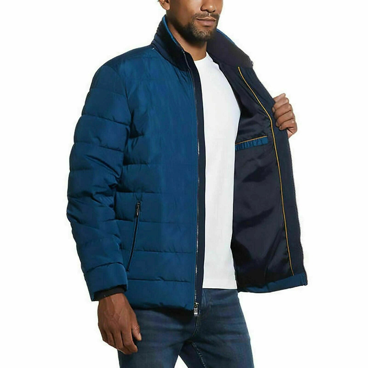 Weatherproof Men’s Ultra Luxe Water Resistant Puffer Jacket, Blue Sphere, Small