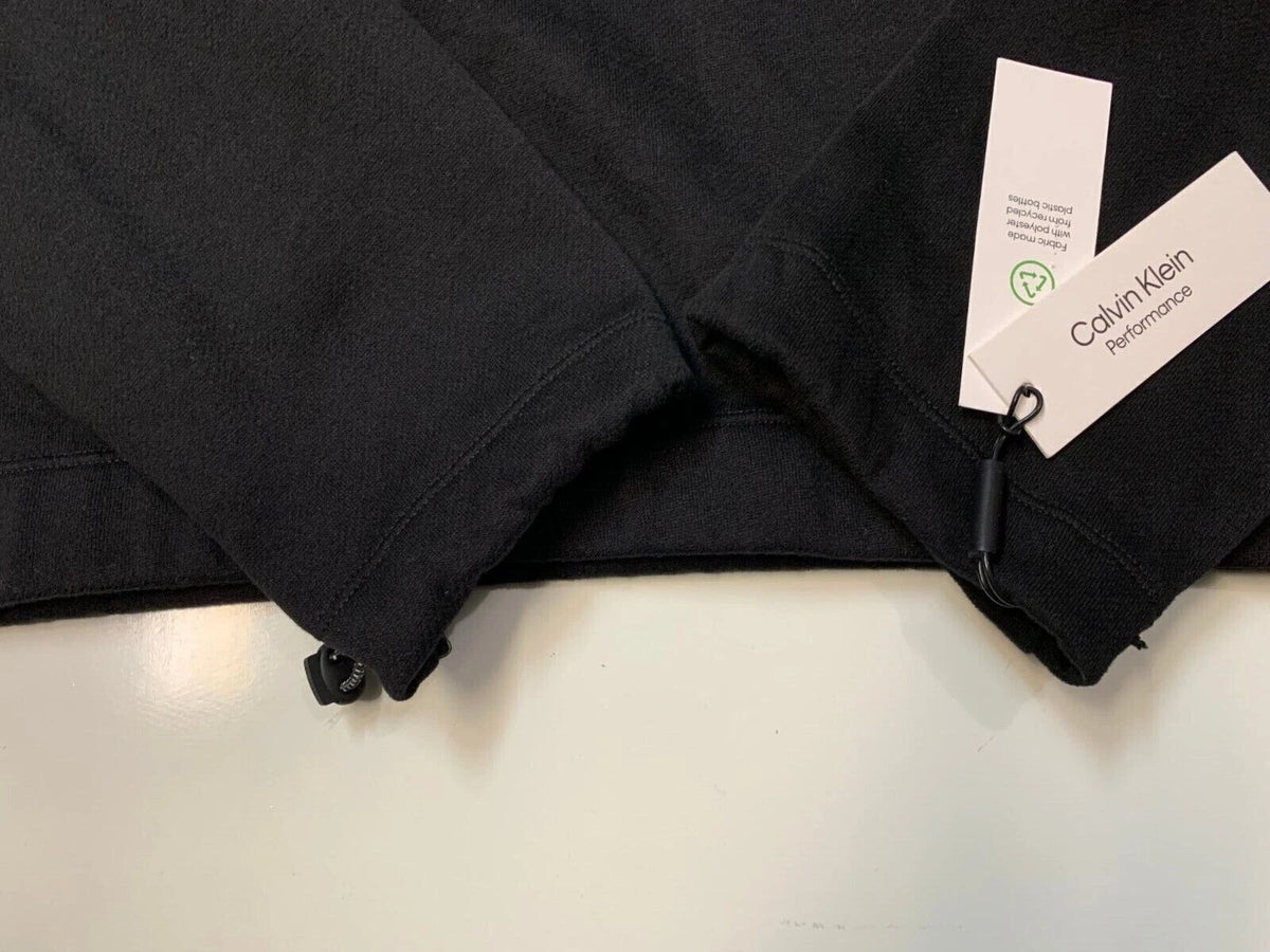 Calvin Klein Womens Cotton Long Sleeve 1/2 ZIP Sweatshirt, BLACK, XL