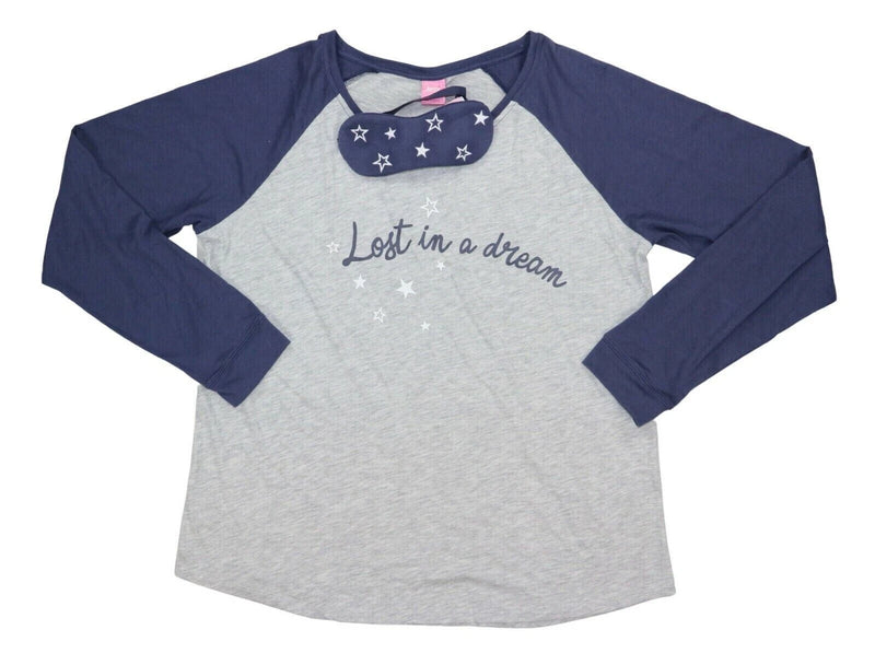 Jenni Jennifer Moore Lost in a Dream Pajama Top &amp; Eyemask Set, Grey/Navy, XXL