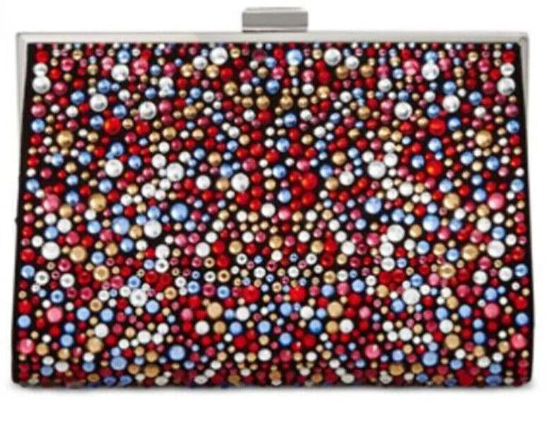 INC Loryy Embellished Clutch, Black Multi/Silver