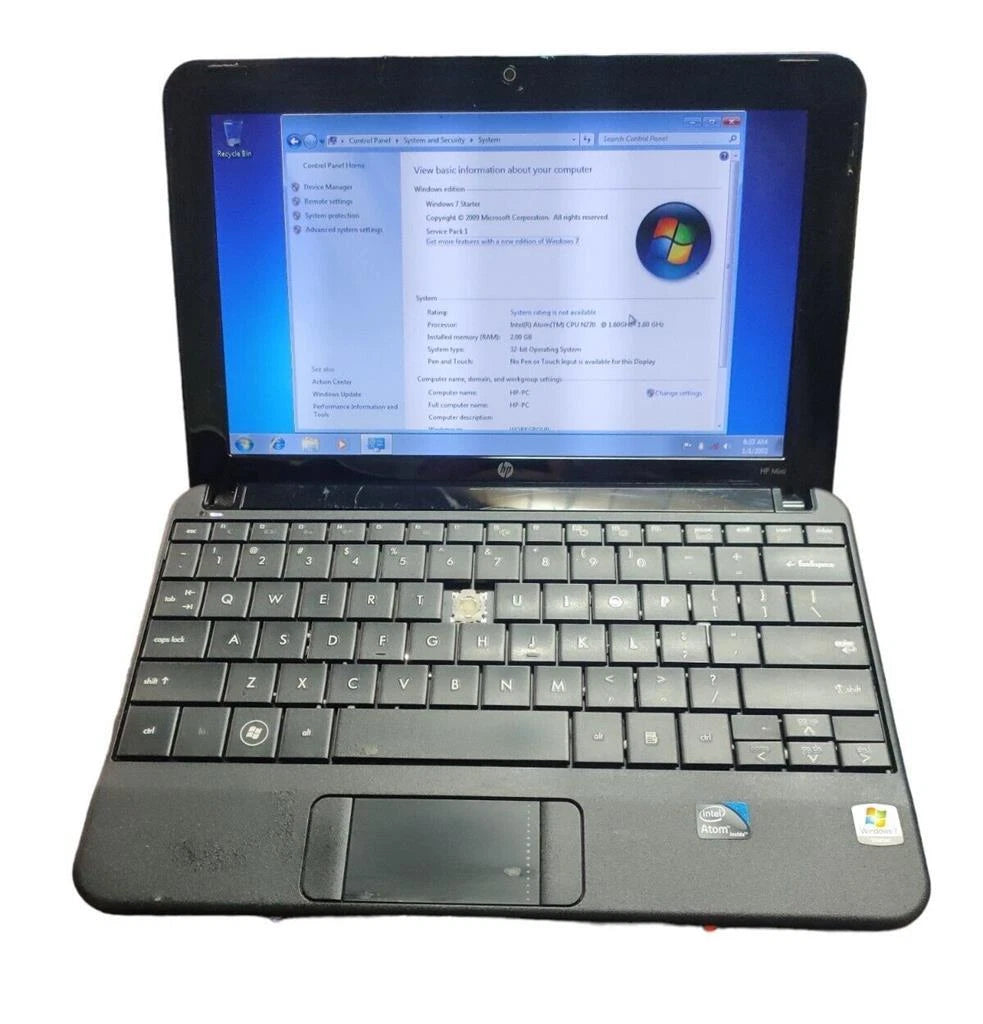 HP Mini 110 HSTNN-I70C 10.1" Intel Atom N270 1.6GHz 2GB Ram Windows 7 Starter