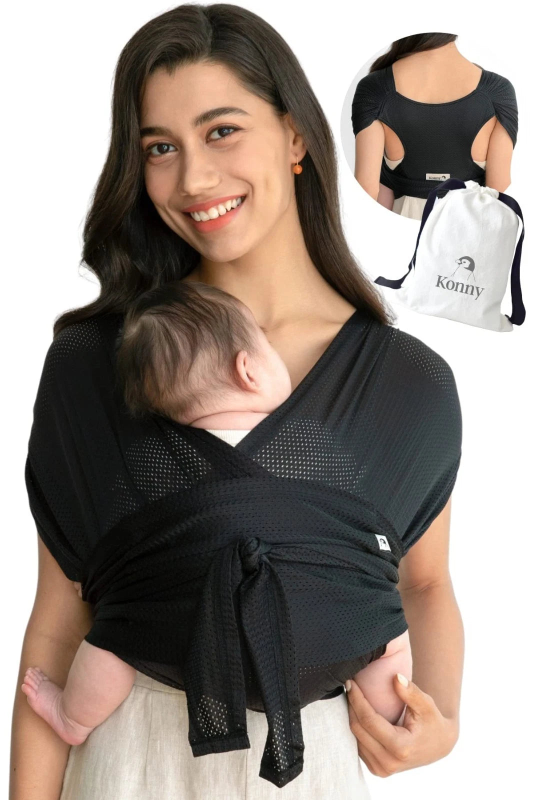 Konny Baby Carrier FLEX SoftBreez Premium Breathabl Wrap Original 4XL - Black