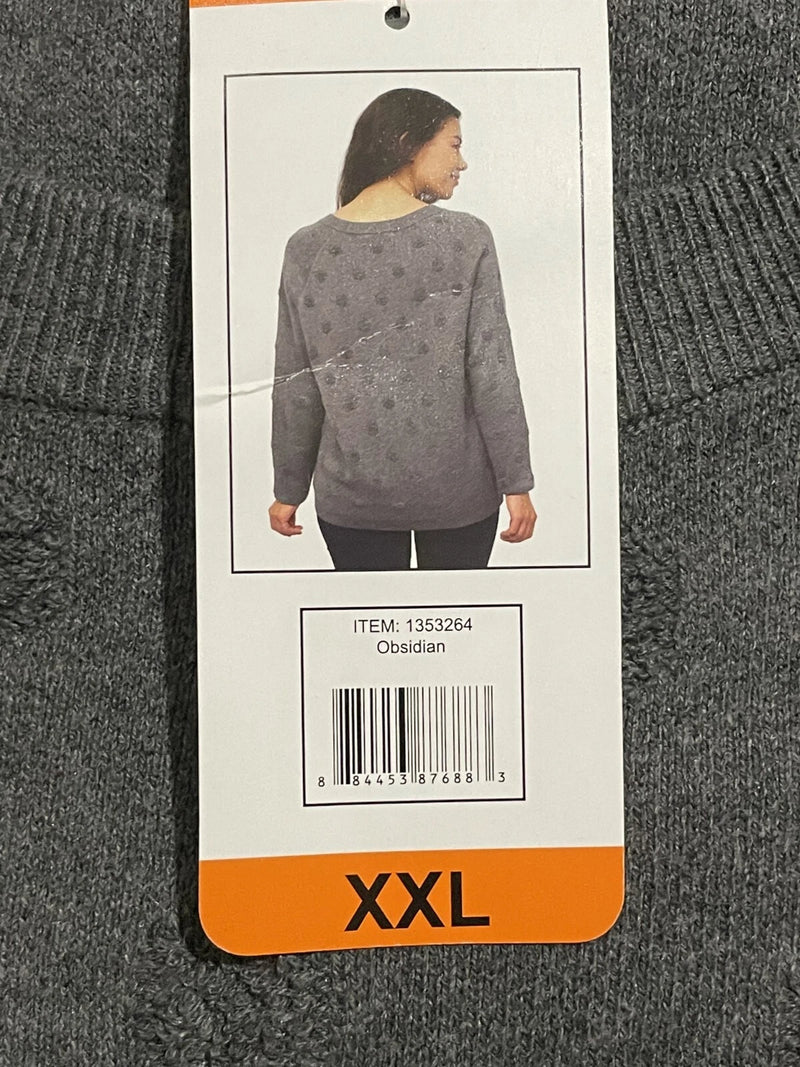 Leo &amp; Nicole Ladies' Pullover Sweater with Textured Circles, Obsidian , XXL
