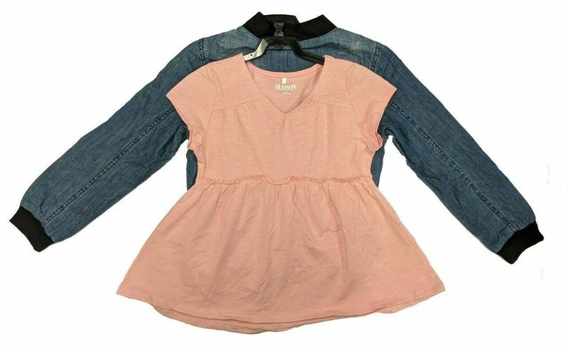 Hudson Girls' 2pc Moto Jacket &amp; Top Set, Denim Rose, XL