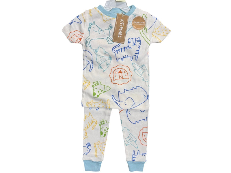 kit + Pearl Kids Snug Fit Comfort Stretch 2 Piece Short Sleeve Pajama Set, 18M