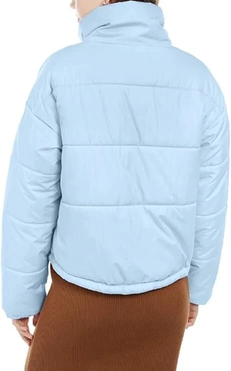 Celebrity Pink Womens Crop Winter Puffer Coat Blue XL
