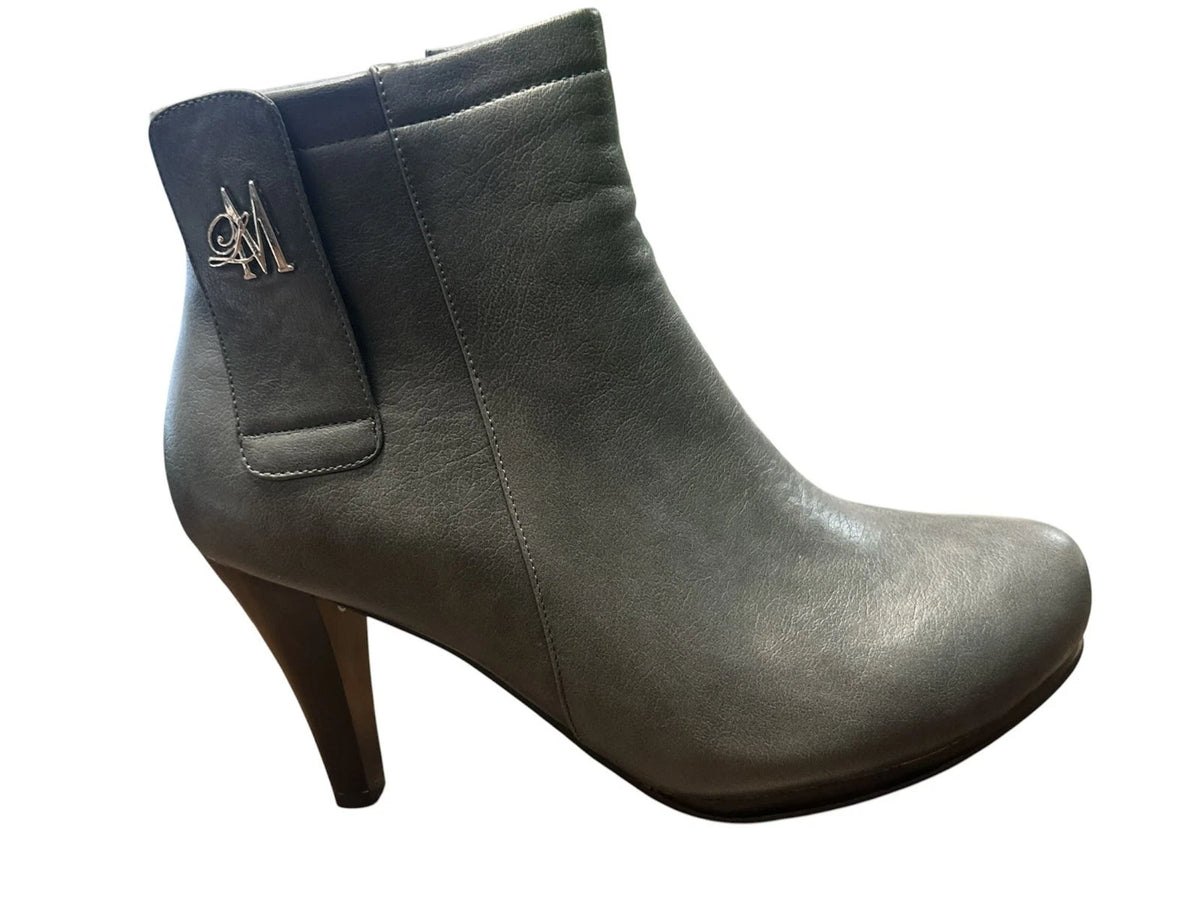 Llynda More Women More Love Faux Leather Comfortable Mid Heel Ankle Boot, 10