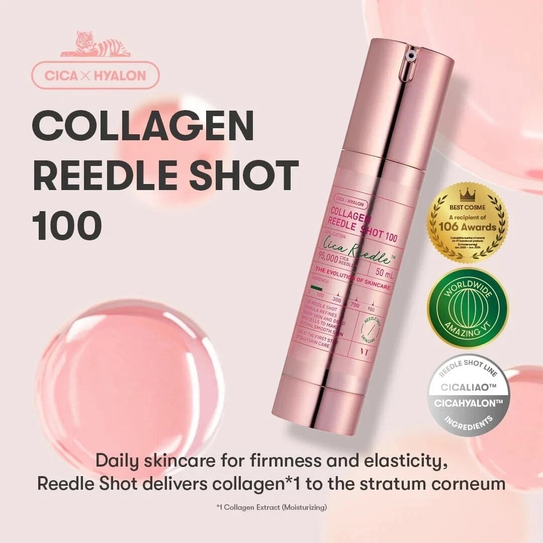VT COSMETICS Collagen Reedle Shot 100, Microneedling Serum Korean Skin Booster