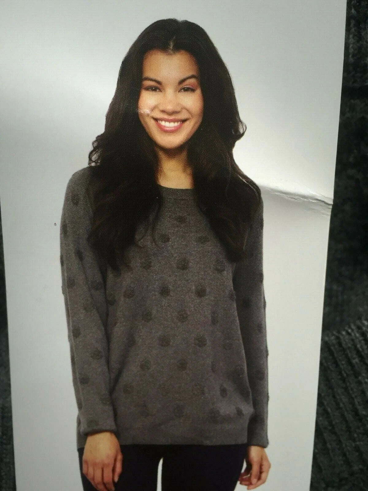 Leo &amp; Nicole Ladies' Pullover Sweater with Textured Circles, Obsidian , XXL