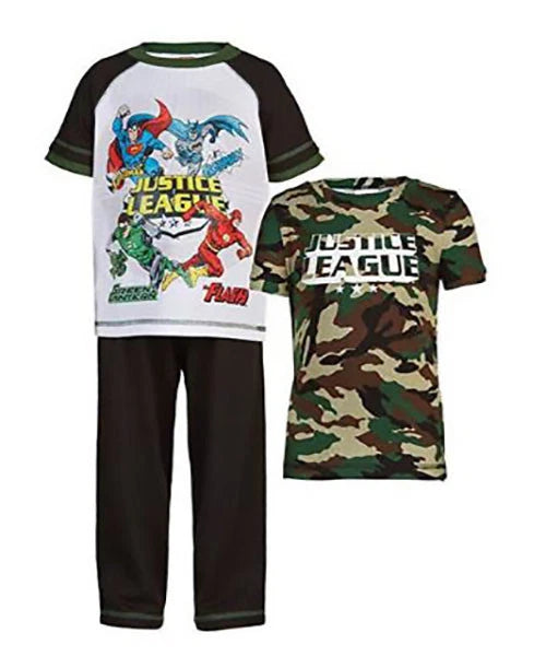 DC COMIC Boy's' Justice League Flash 3-Piece Pajama Set, CAMO, 3T