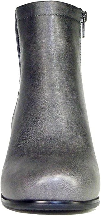 Llynda More Women's Faux Leather Comfortable Mid Heel Ankle Boot ( 10, Gray )