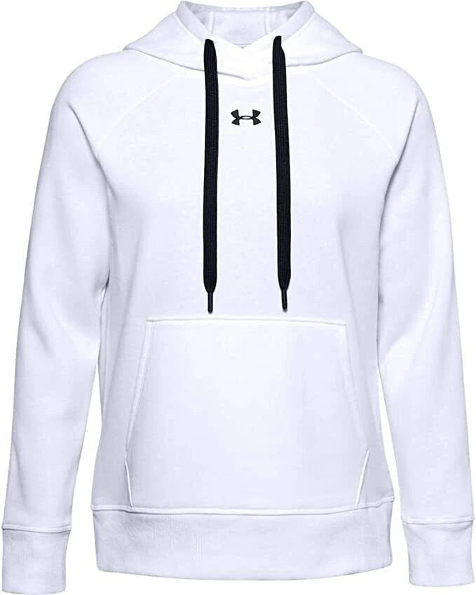 Under Armour Women's Rival Fleece Pull-Over Hoodie, White, Size SMALL