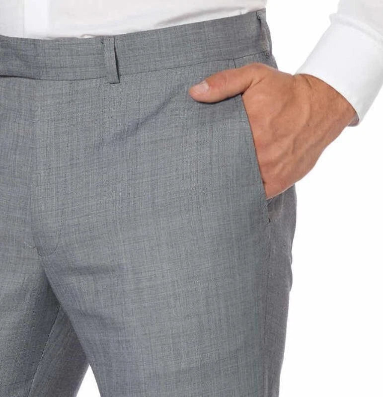 Kenneth Cole Men's Wool Precision Fit Dress Trousers, BLACK-WHITE, 40 X 30