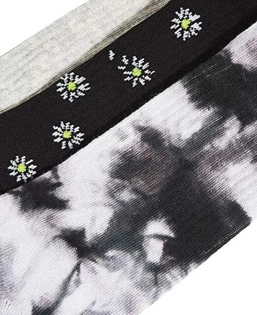 Jenni Women's 3Pack Daisy &amp; Tie-Dyed Crew Socks, Shoe size 5-9 Sock size 9-11