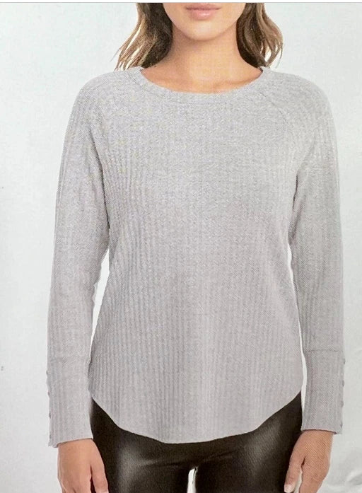 Chaser Ladies' Waffle Thermal Top, HEATHER GREY, XS