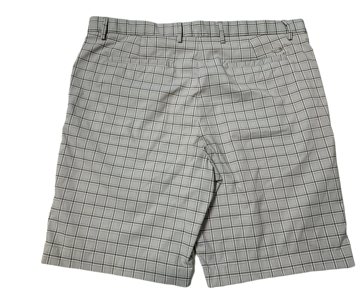 Greg Norman Men's Signature Series Golf Shorts, Gray Plaid, Size 38