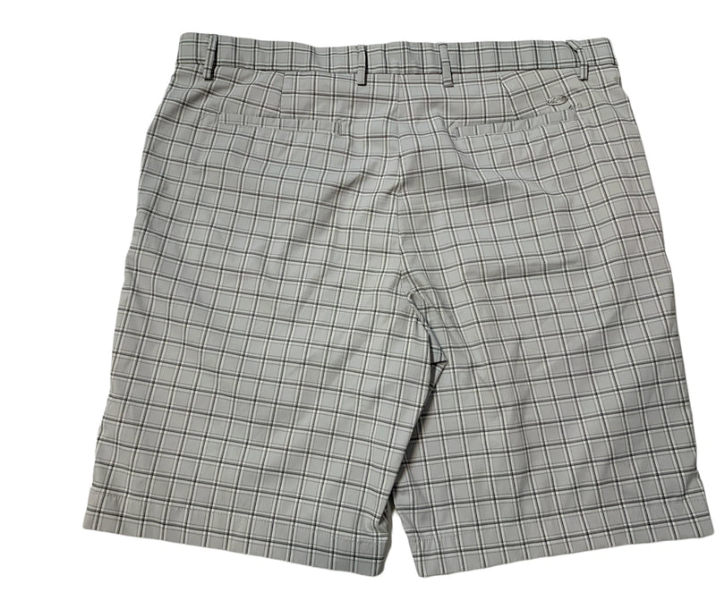 Greg Norman Men's Signature Series Golf Shorts, Gray Plaid, Size 38