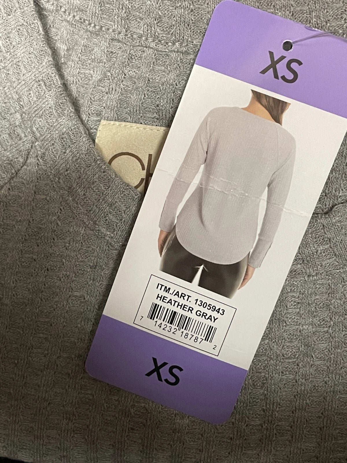 Chaser Ladies' Waffle Thermal Top, HEATHER GREY, XS