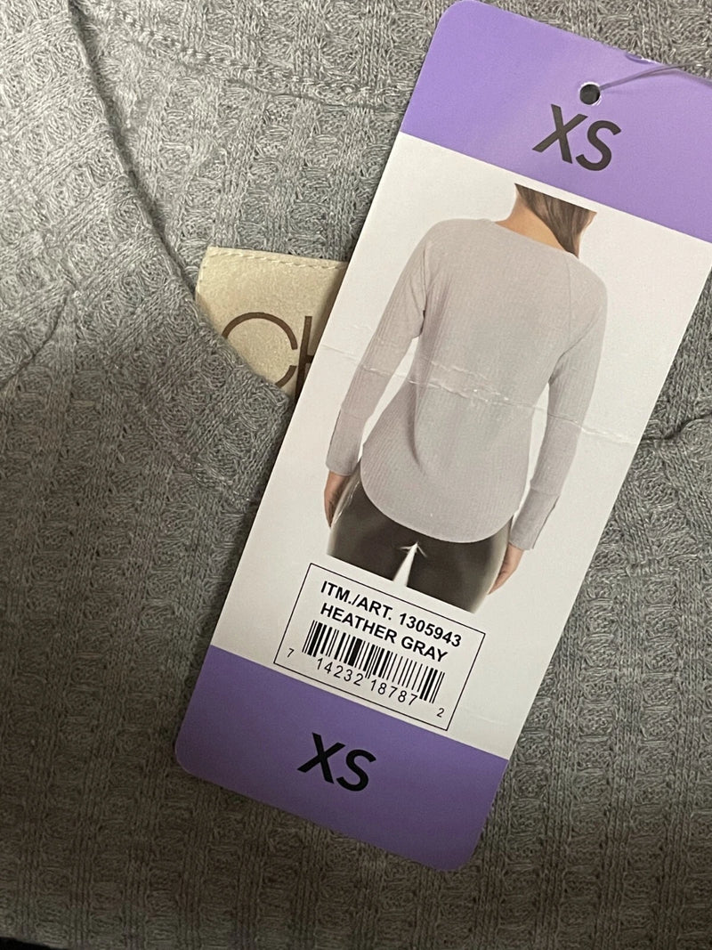 Chaser Ladies' Waffle Thermal Top, HEATHER GREY, XS