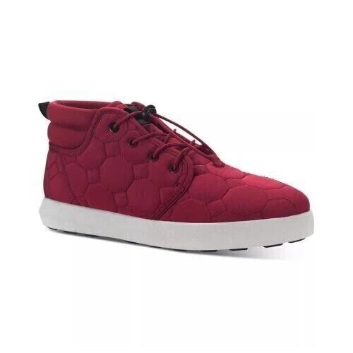 Sun + Stone Men Lace Up Quilted Puffer Boots Fin Knit Fabric-Red- Size 10M