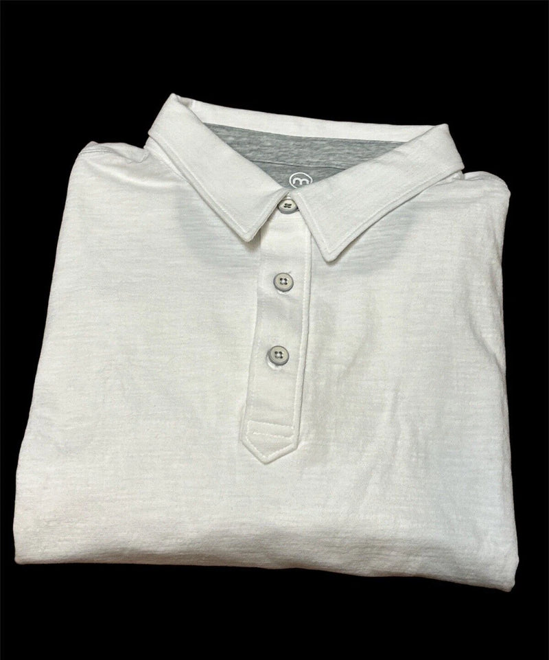 Minerals Men's Cotton Polo Shirt, WHITE, Medium, 100% Cotton