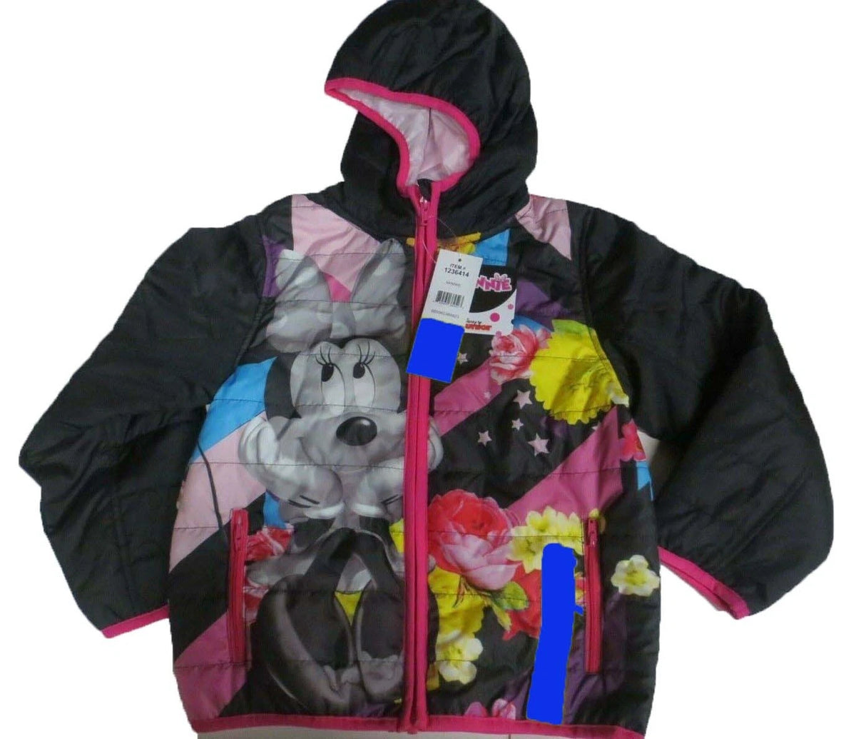 Disney's Minnie Mouse Toddler Girl Hooded Puffer Jacket, Multicolor, 6X