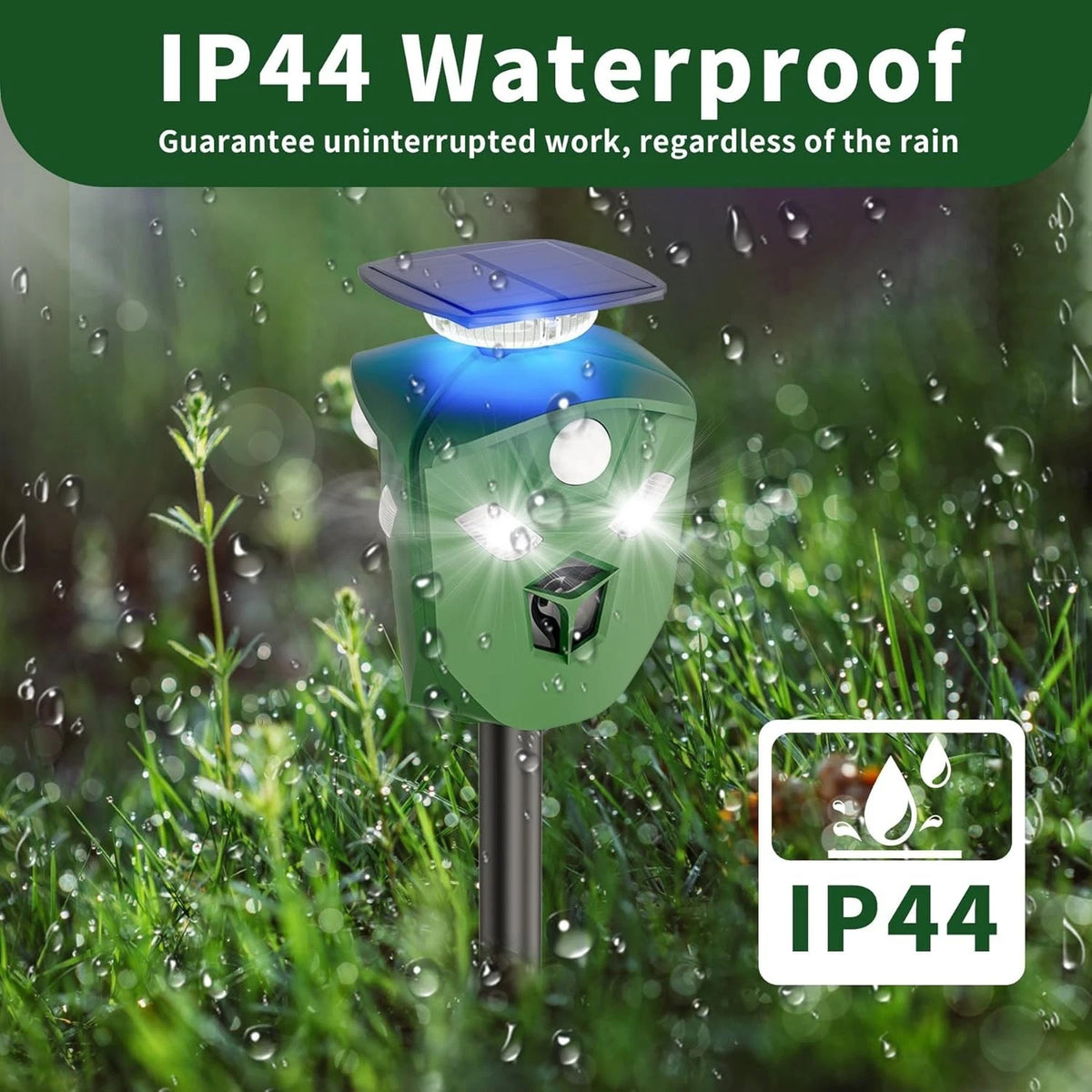 AR16 Pro Solar Ultrasonic Animal Repeller Outdoor 360° All Round Deer Deterrent