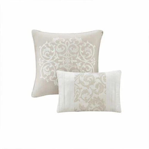 510 Design Embroidered 8 Piece Comforter Set, Neutral, King