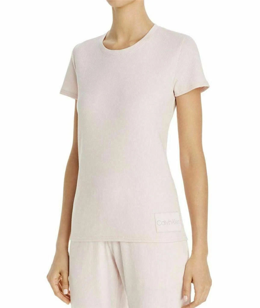 Calvin Klein Ribbed Short-Sleeve Crew Tee, PINK, S