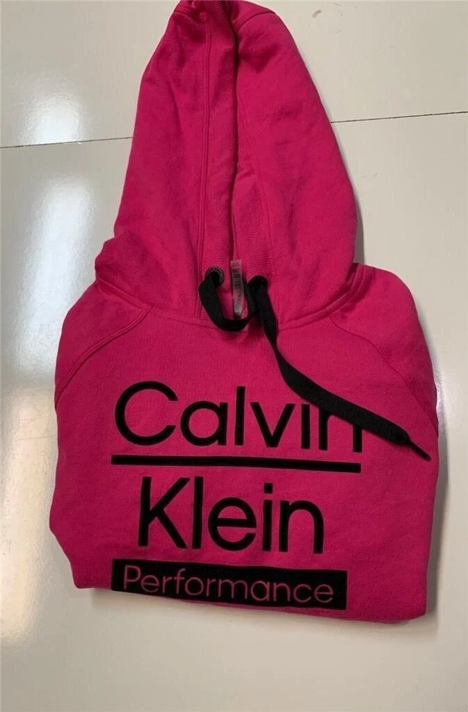 Calvin Klein Performance Women's Flocked Logo Cropped Hoodie, Beetroot, Small