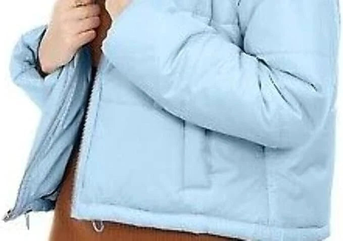 Celebrity Pink Womens Crop Winter Puffer Coat Blue XL