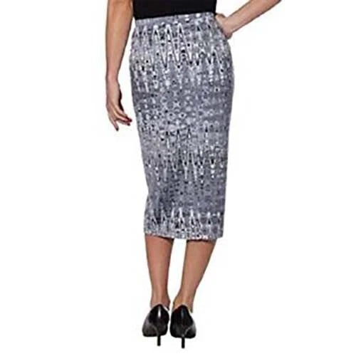 Matty M Ladies' Midi Skirt Pull-on Style, Fully Lined, Knee Length (XS, Gray)