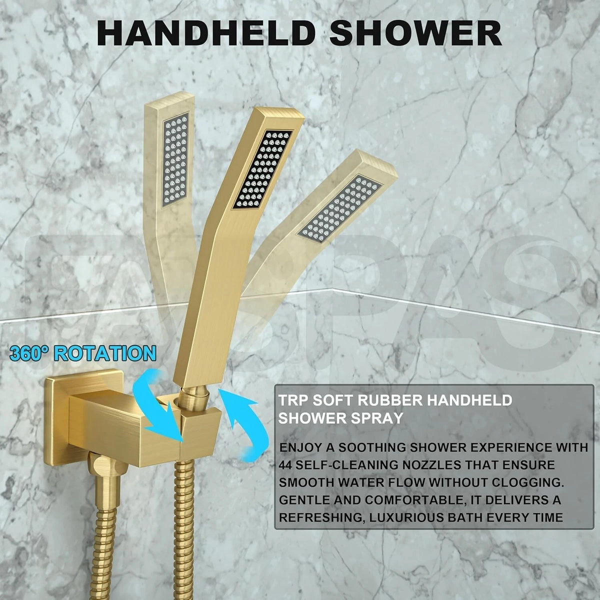 Fatspas 12 Inch Shower Faucet Set, Rainfall Shower System with Tub Spout