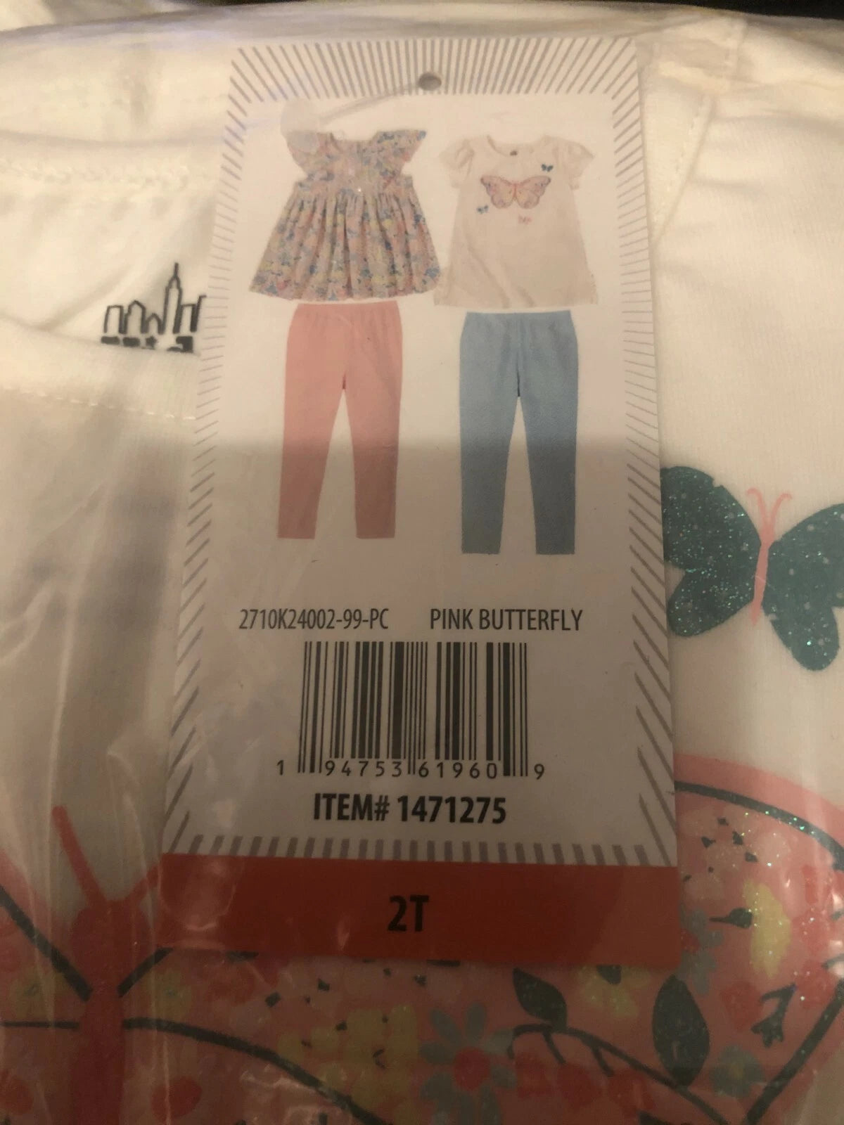 Headquarters Girls 4 Piece Set, PINK BUTTERFLY, 2T