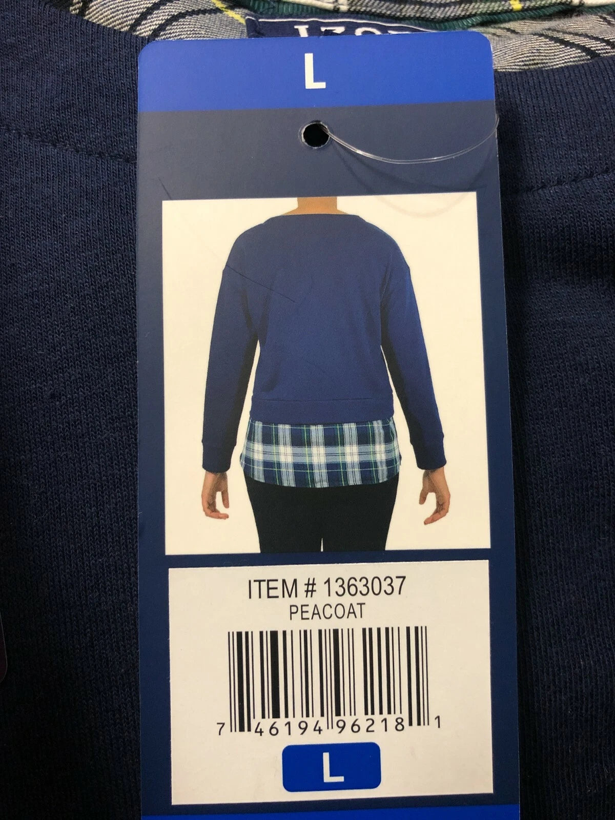 IZOD Women's Long Sleeve Tie-Front 2-Fer Sweatshirt, PEACOAT, L