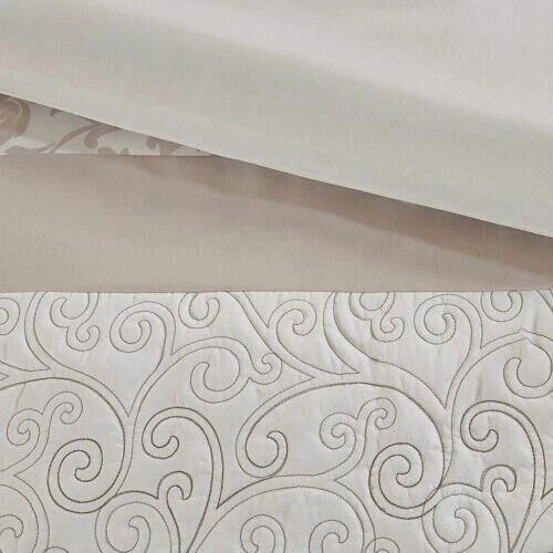 510 Design Embroidered 8 Piece Comforter Set, Neutral, King