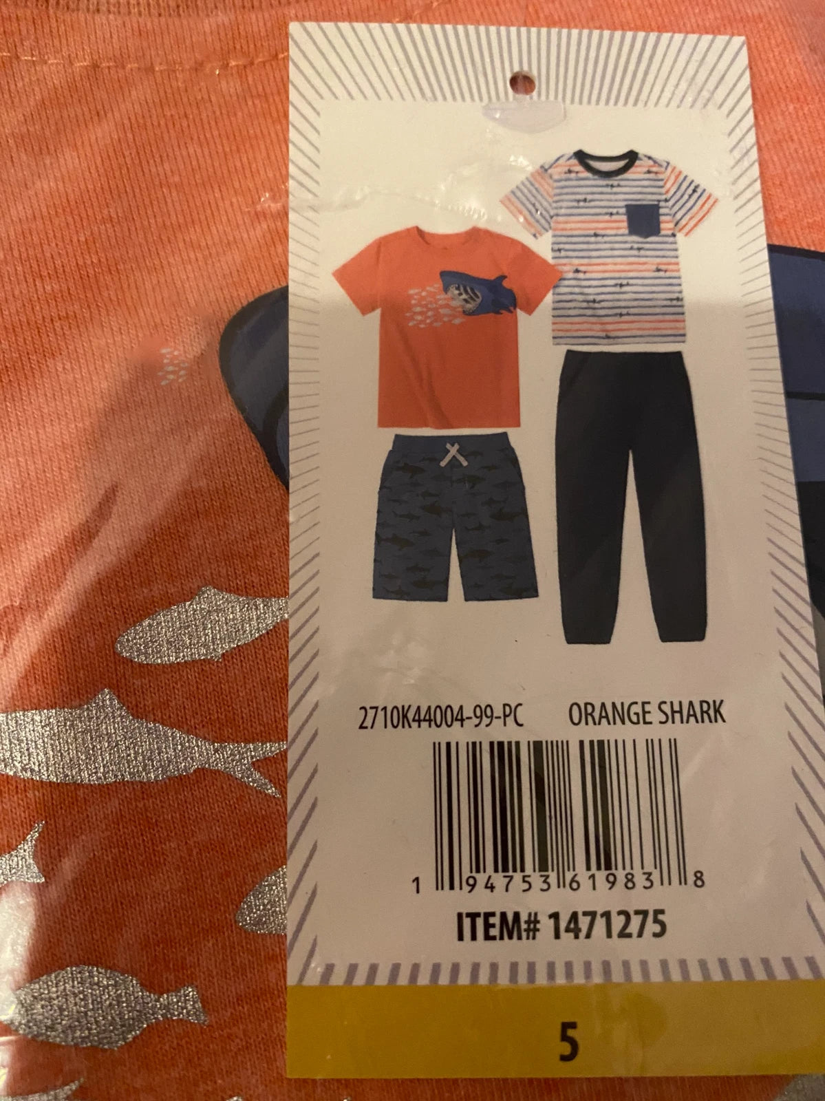 Headquarters Little Boy's 4 Piece Outfit Set, ORANGE SHARK, 5
