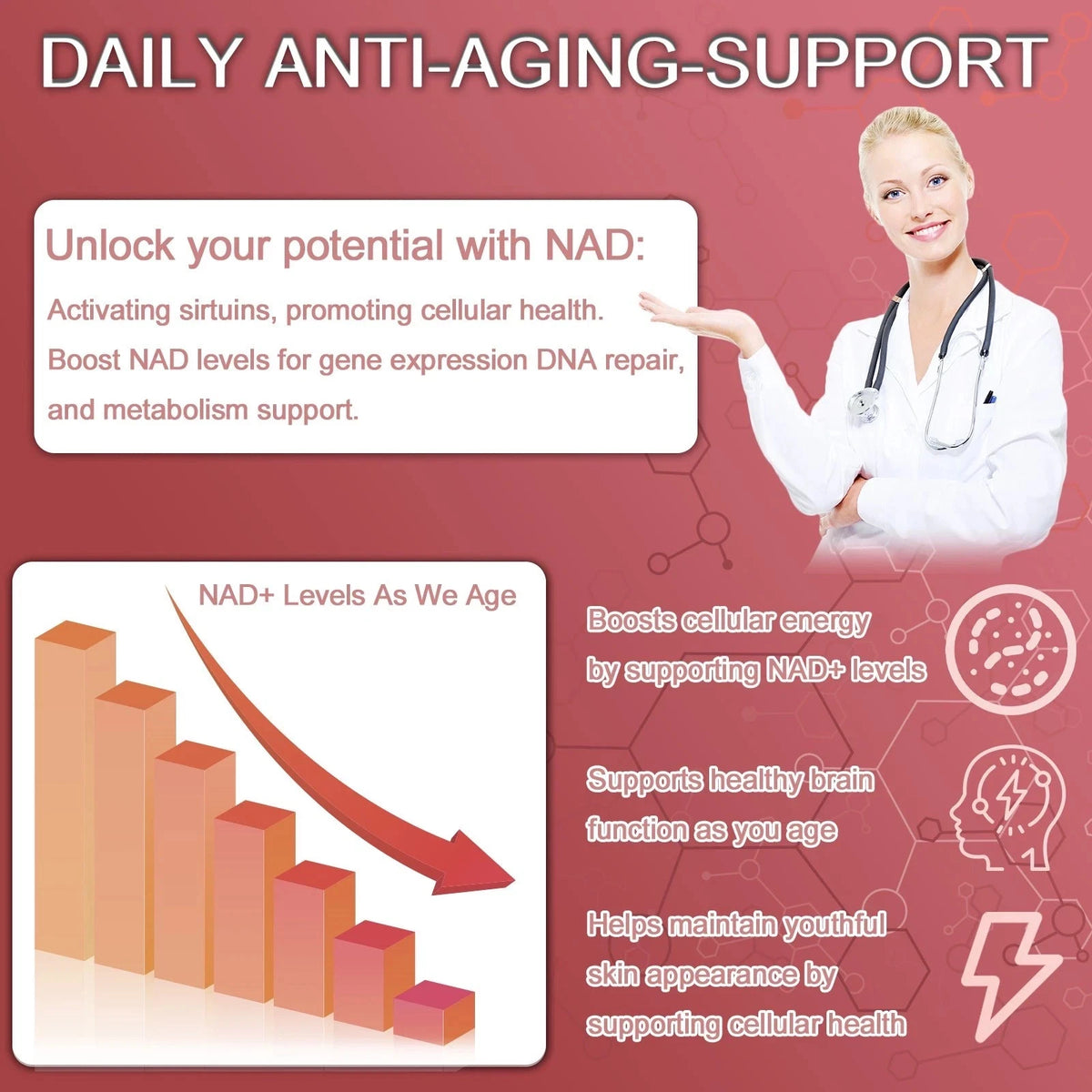 NAD+ 1000mg Liquid Supplement-Nic<wbr/>otinamide Riboside, PQQ &amp;Resveratrol-A<wbr/>nti-Aging
