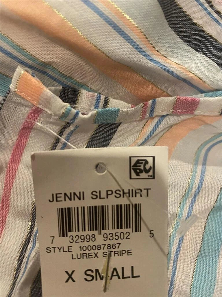 Jenni Striped Chemise Nightgown, LUREX STRIPE, XS