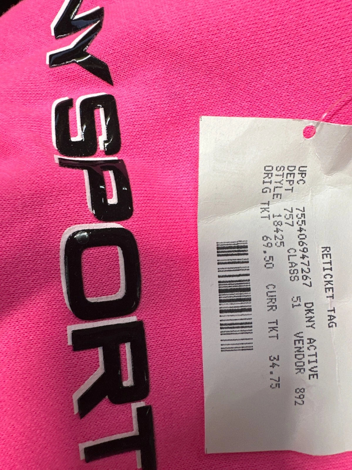 Dkny Sport Ladies Kangaroo Pocket Logo Hoodie, Laser Pink, Size XL