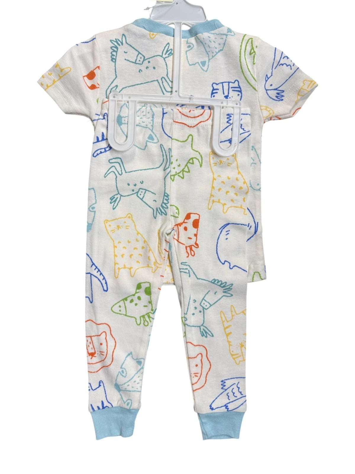 kit + Pearl Kids Snug Fit Comfort Stretch 2 Piece Short Sleeve Pajama Set, 12M