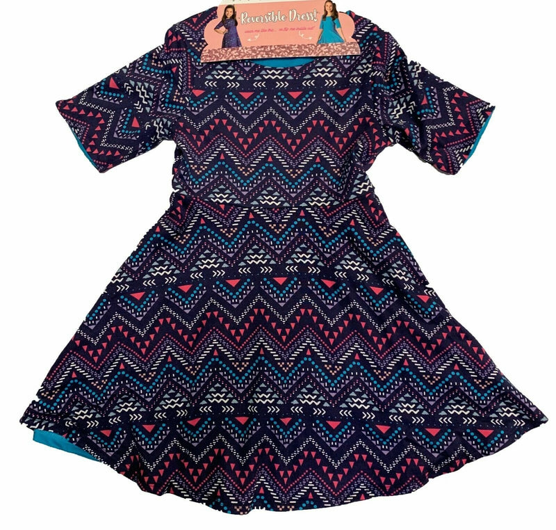 Sweet Heart Rose Girls Reversible Dress, TEAL, XL(14)